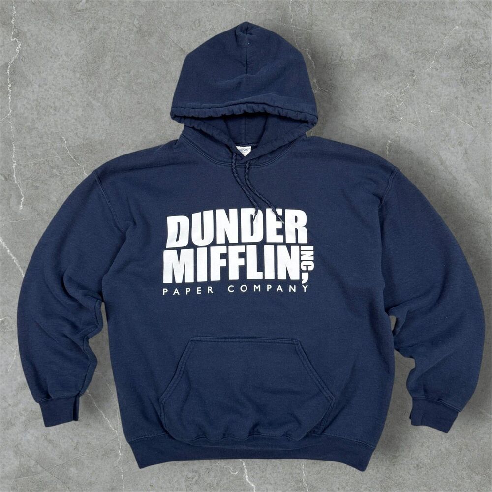 Y2K The Office Dunder Mifflin Paper Company Spellout Logo Hoodie - Large